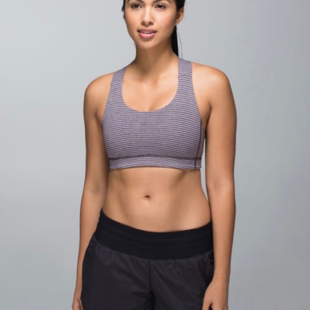 Pink Striped Lululemon All Sport Bra, 10